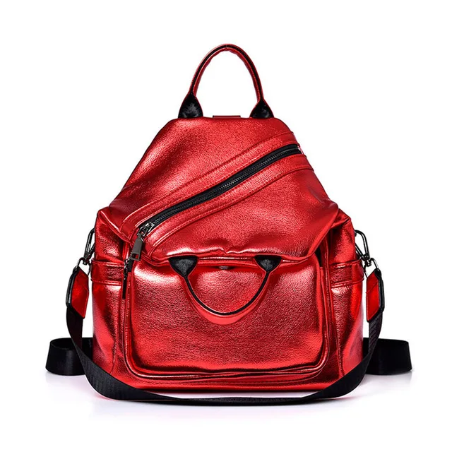 

New Multifunction Women Backpack Female Shoulder Bag High Quality Glitter Leather Backpacks School Bags For Girls mochila