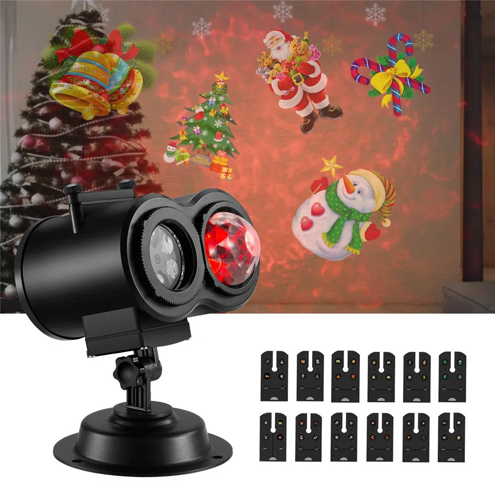 

2 in 1 LED Projection Night Light Water Wave Ripples Projector Light 12 Patterns +Remote Control for Home Party Club Bar Wedding