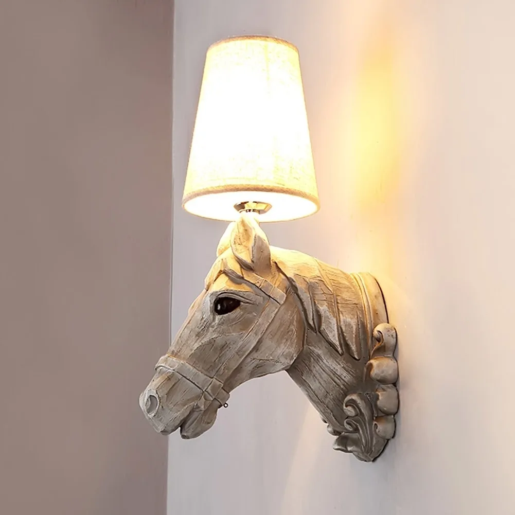 Horse Wall Lamp Lighting Retro Sconce Lamps Lights Bedside Study Wall Light Resin corridor balcony sconce Vintage Lighting