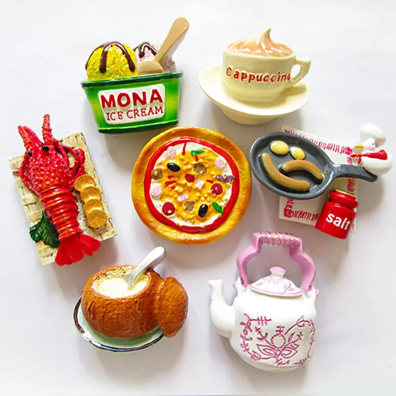 

1 PC Souvenir Fridge Magnets Creative Food Shape Cute Lobster Ice Cream Cappuccino Refrigerator Sticker Home Decor Business Gift