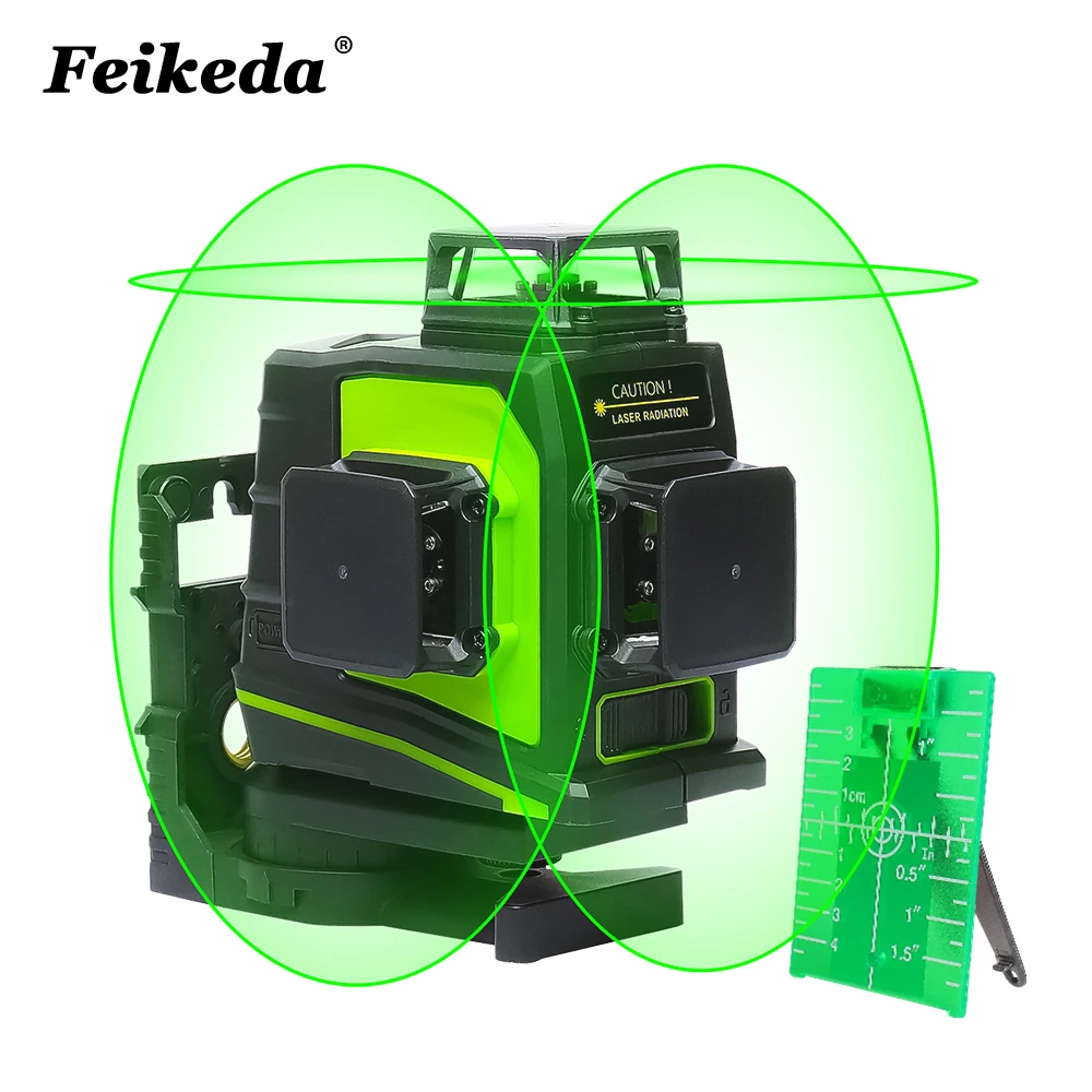 12 Lines 3D Cross Line Laser Level Self-Leveling 360 Degree Vertical & Horizontal Cross Green Beam Line USB Charging