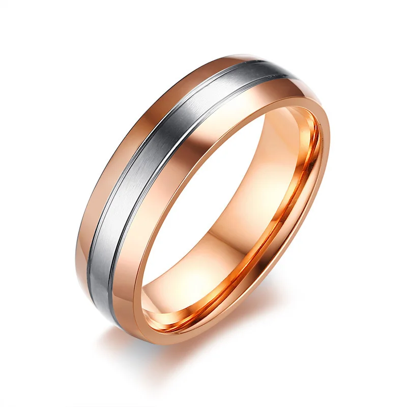 Vnox обручальное кольцо для влюбленных, розовое золото, нержавеющая сталь, пара обручальных колец, CZ камень, кольцо для женщин и мужчин, ювелирное изделие - Цвет основного камня: 1 piece for Men