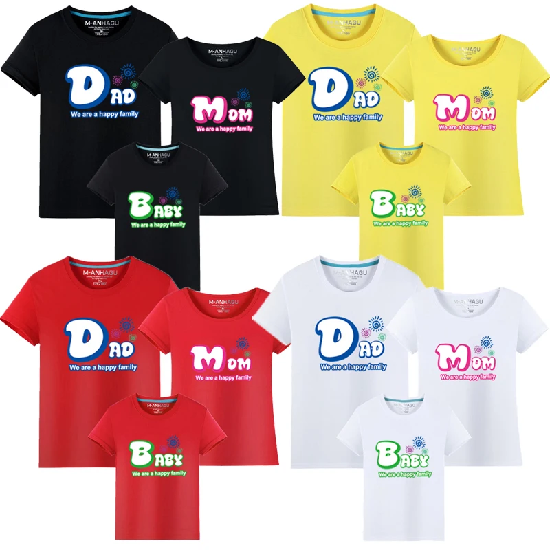 

2019 Summer Family Matching Outfits T shirt Mom Dad Son Daughter Cotton T-shirt Family Mother Father Kids Tees Matching Outfits