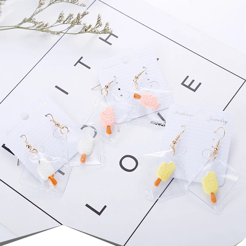 

New Korea Net Red Street Ear Accessories Candy Color Cute Wild Fruit Ice Cream Ice Cream Female Earrings icecream Earrings