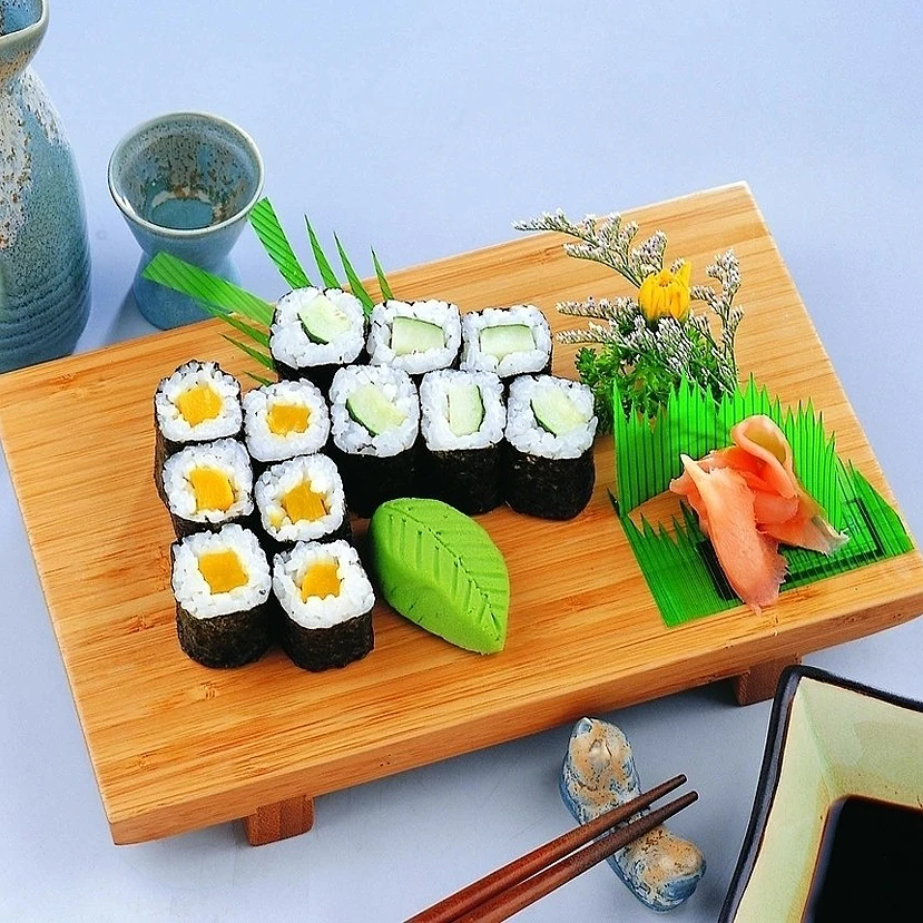

Japan Style Carbonized bamboo sushi plate rectangular cuisine sashimi container Friendly Tableware
