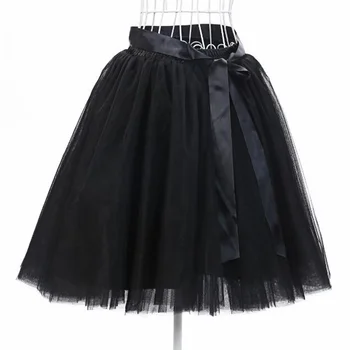 

Puffy Black Skirt Women High Waist Formal Evening Party Ball Gown Knee Length Adult Vintage Swing Skirts Lolita Tulle Skirt