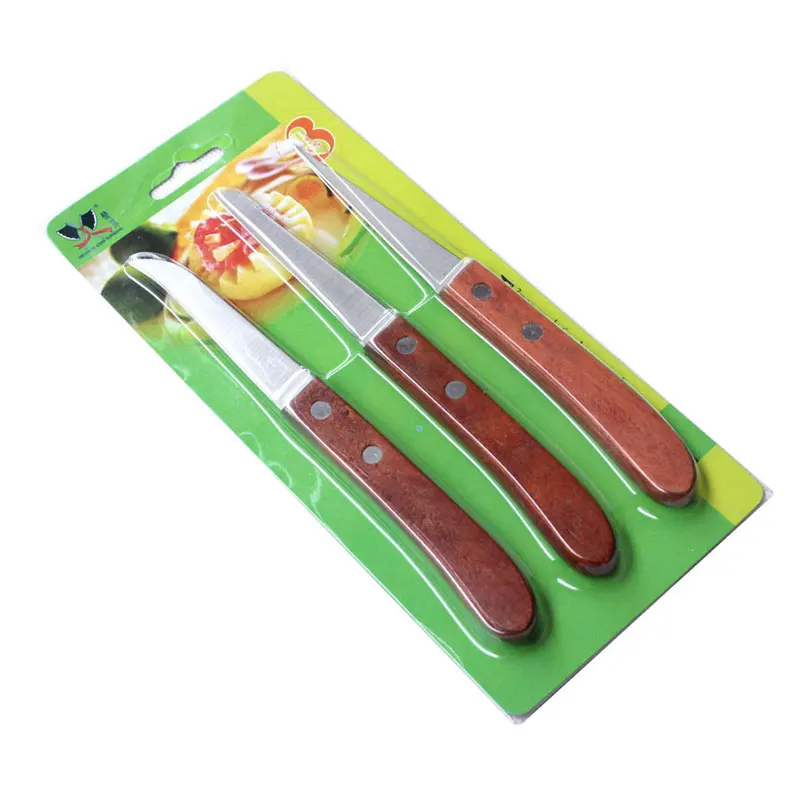 3pcs/set Fruit/Vegetables Stainless Steel Carving Knife with Wooden
