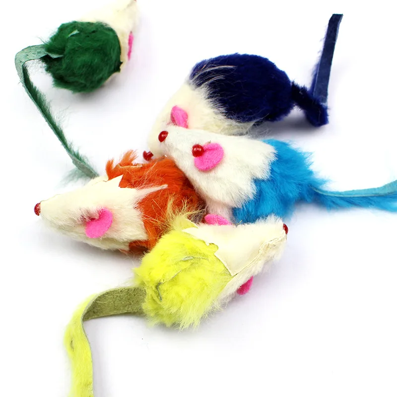 

10Pcs/lot Rabbit Fur False Mouse Pet Cat Toys Mini Funny Playing Toys For Cats Kitten 2inch