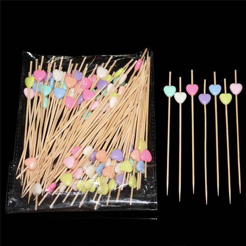 

100pcs Decorating Bamboo Food Picks Cupcake Toppers Fruit Fork Sticks Buffet Cocktail Forks Wedding Festival Birthday Supplies