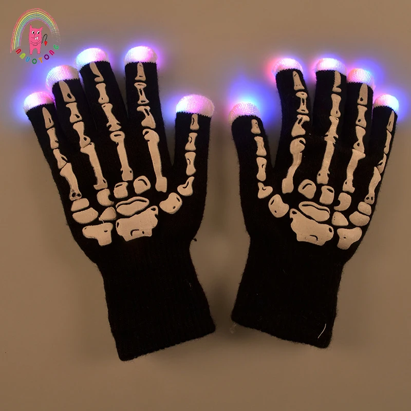 

LED luminous gloves Christmas Halloween bar applicable props seven colors randomly change the light-emitting toy Children gifts