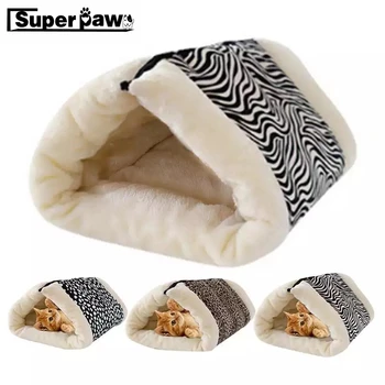 

New Pet Cat Foldable Cave Type Tunnel House Plush Comfortable Cats Mat Winter warming Kitten Tunnel Funny Toys Products YZB07
