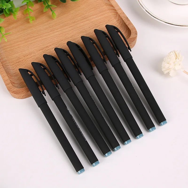 

10Pcs/Lot Plastic Gel Pen 0.5mm Black Ink Pens Escolar Papelaria Office Material School Supplies Waterborne Commercial Pen Gift