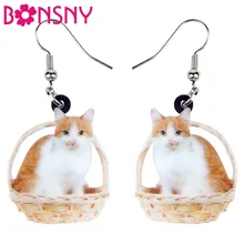 Bonsny акриловые милые элегантные кошачьи серьги в виде корзин, большие новые модные очаровательные украшения в виде животных для женщин и девочек, подарок для домашних животных