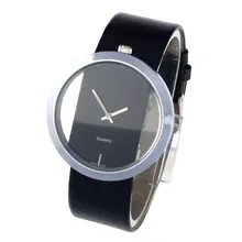 Reloj de pulsera de cuarzo de cuero Vintage para hombres y mujeres, relojes de negocios con esfera hueca transparente, reloj militar para hombres, reloj Masculino # Ju