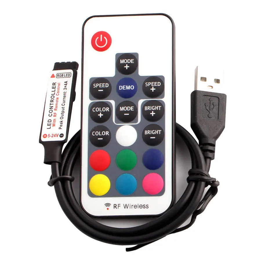 Usb СВЕТОДИОДНЫЙ светильник s 5 12 24 V Вольт Rgb Usb Rf пульт дистанционного управления 5v 12v 24v Usb светодиодный светильник 3 11 17 24 ключ дистанционного управления беспроводной