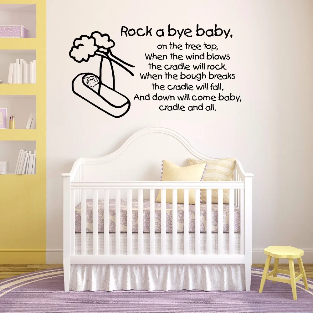 Vinyl Wall Sticker Removable Rock A Bye Baby Nursery Rhymes Wall Decal