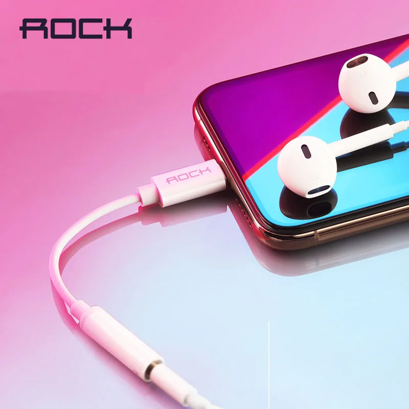 Кабель адаптер ROCK Lighting для наушников переходник Lightning на 3 5 мм iPhone 7 8 X Xs OTG