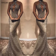 Сексуальные платья для выпускного со стразами, очаровательные вечерние платья русалки без рукавов, длинное платье на заказ, Robe De Soiree