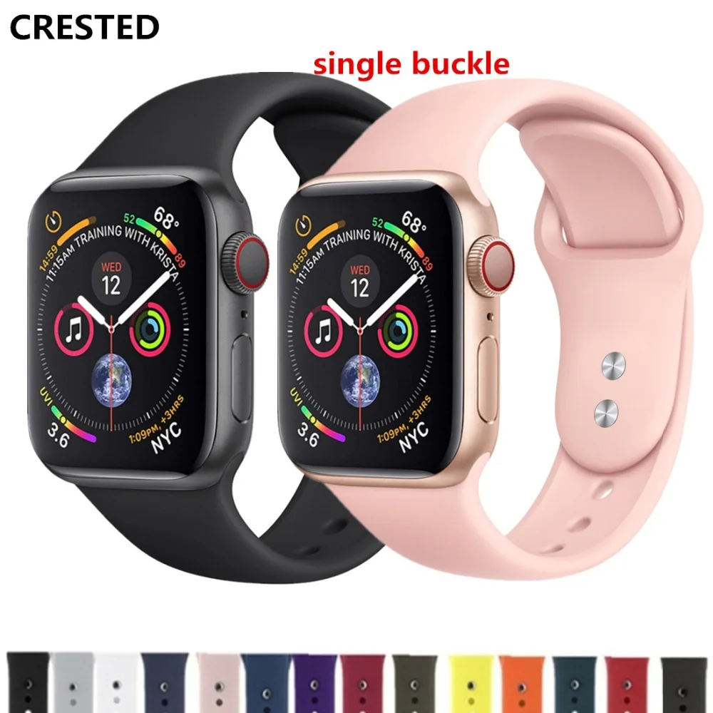 

CRESTED strap For Apple Watch band 4 42mm 44mm iwatch 3 38mm/40mm correa Bracelet pulseira Sport Silicone wrist belt series 2/1