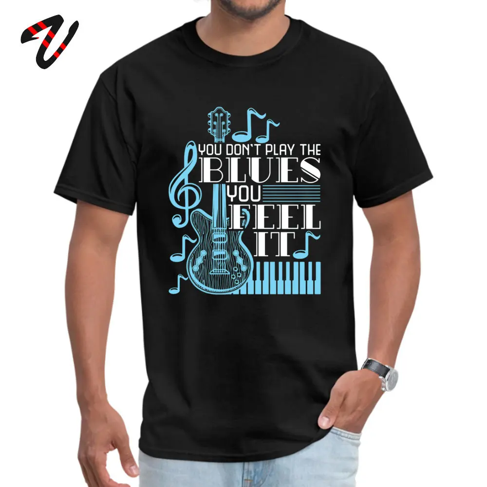 Round Neck Printed All Cotton Men T-shirts Unique Short Sleeve Tops T Shirt Company Normal Tees Drop Shipping Blues Music Musician Gifts Guitar Musical Note black
