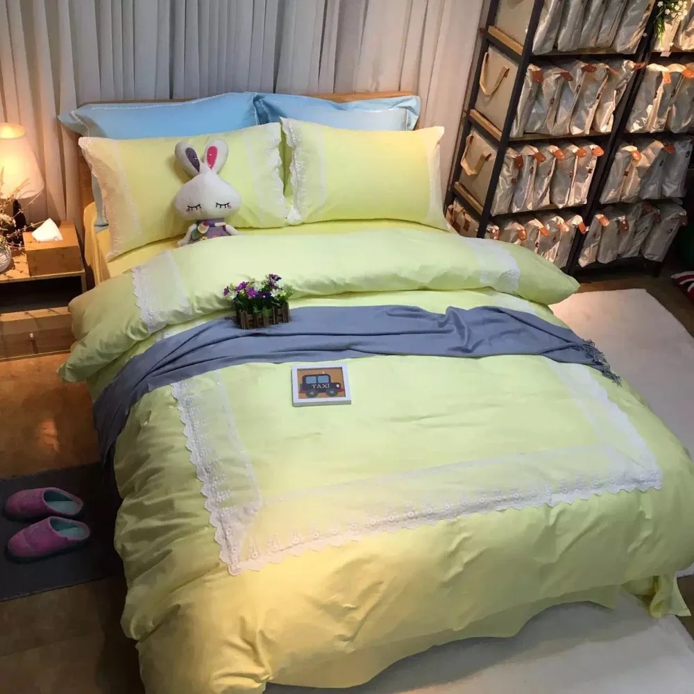 100 cotton light pastel yellow queen size bedding full bedsheets yellow king sheet
