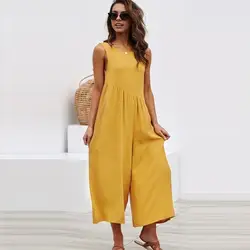Лидер продаж! Для женщин ремень спинки Длинные Комбинезоны для 2019, новая мода назад Flare Playsuit летние пляжные свободный спортивный костюм