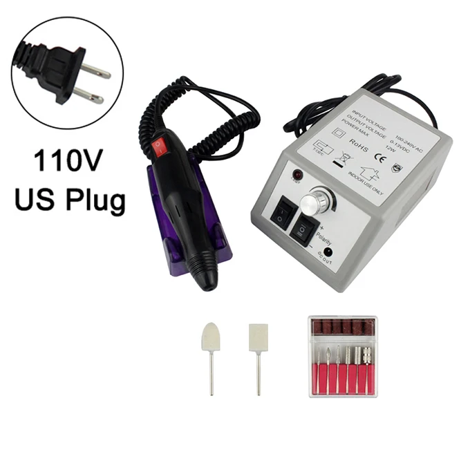 Профессиональный 1 набор, 20000 ОБ/мин, электрическая пилка для ногтей, сверло, машинка, маникюрный набор, педикюр, керамическая шерсть, полировщик, средство для снятия УФ гель-лака, инструменты - Цвет: Set 3-US