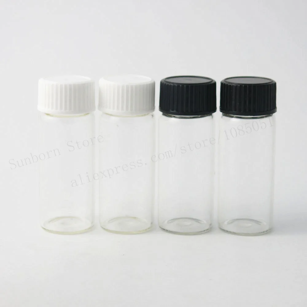 New 2000 X 15ml Clear Empty Small Glass Vials With Plastic Screw Cap