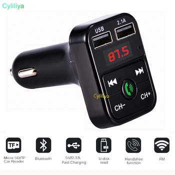 

100pcs Bluetooth Car Kit MP3 Player With Handsfree Wireless FM Transmitter Adapter USB Car Charger B2 Support Micro SD Card