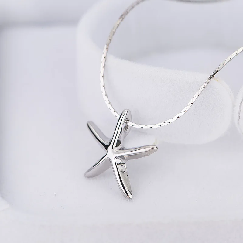 

New Fashion Simple Style Exquisite Beautiful Cute Women Silver Sea Life Jewelry Starfish Pendant Necklace