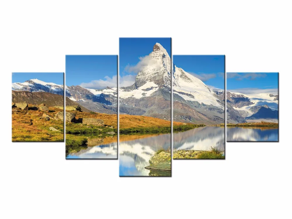 

Latest Wall Decor 5 Panel Modern Wall Art Home Decoration Painting Canvas Prints Pictures Beautiful landscape Framed/J020-A005