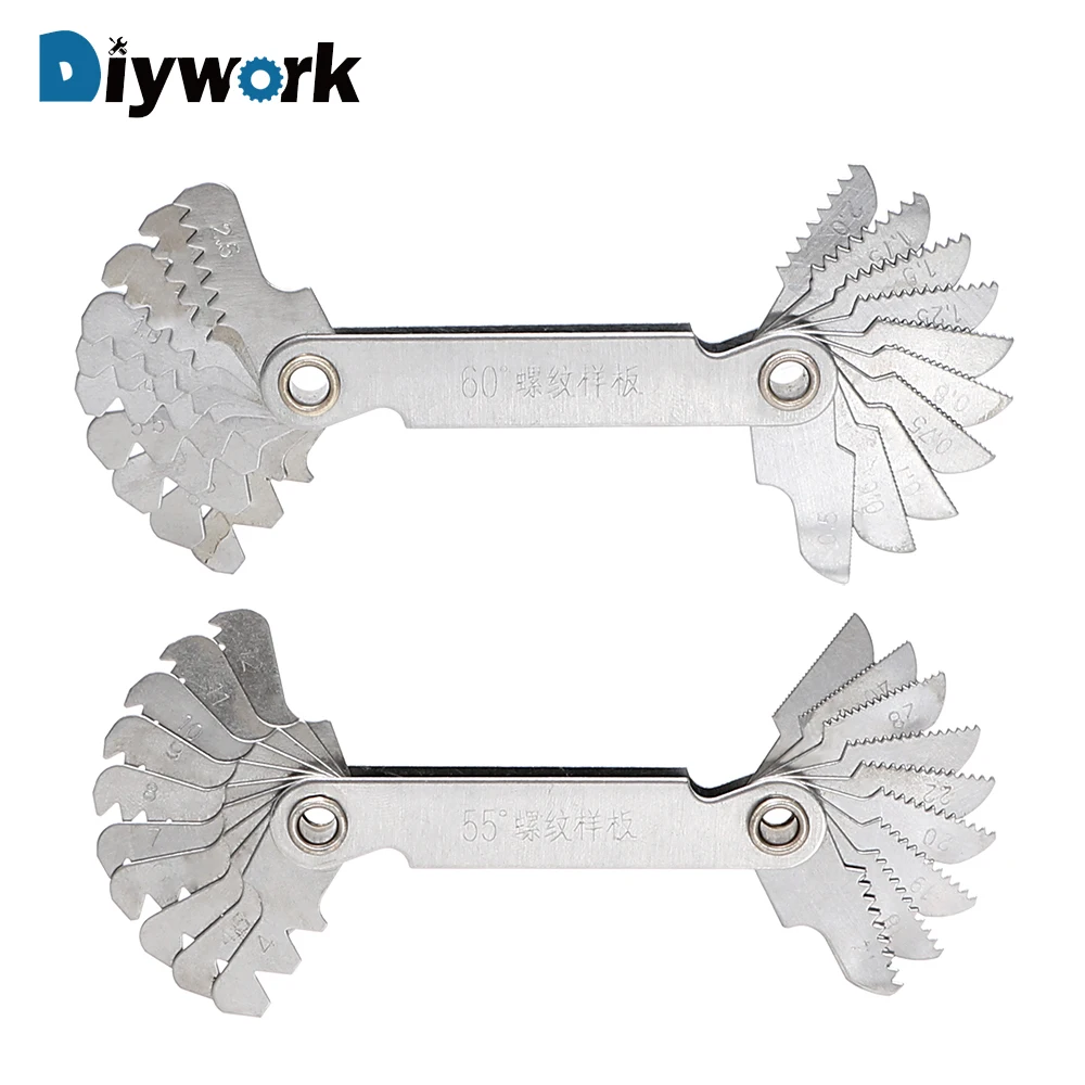  DIYWORK 60 and 55 Degree Screw Thread Gage Gauge Metal Metric & Whitworth Pitch 20 Blades Measuring