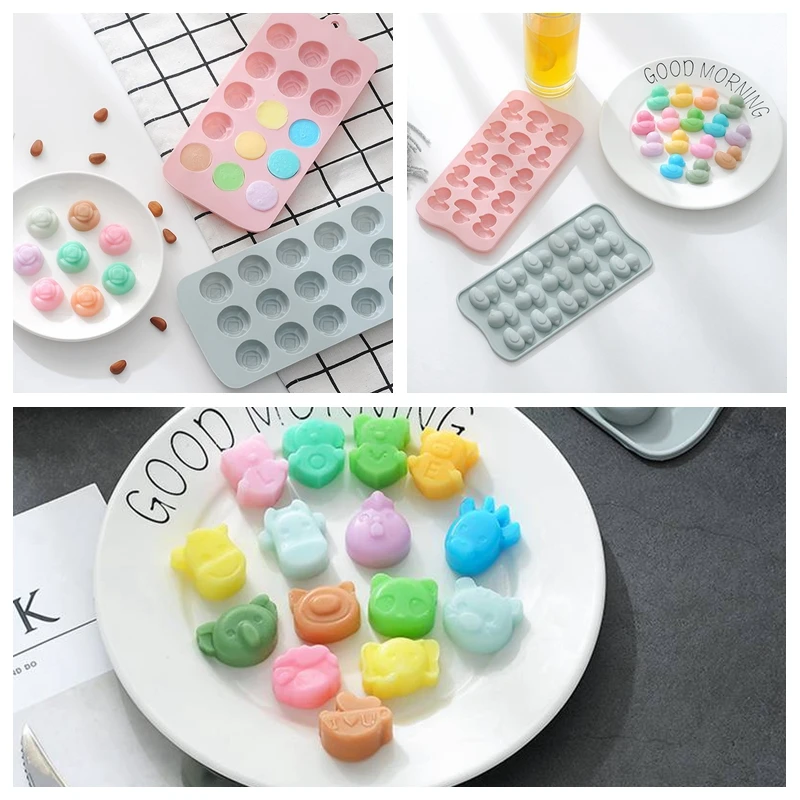 

15 Holes 3D Flower Duck Animal Chocolate Mold Silicone Molds for Candy Jelly Ice Cube Children Fondant Cake Decoration Tools