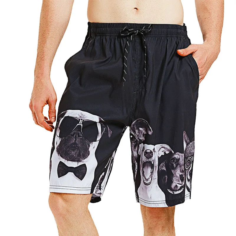 

2019 Men Quick Dry Swimwear Swim Shorts Trunks Beach Shorts Pug Dog Print Swimming Surfing Pants Running Sports S91031X