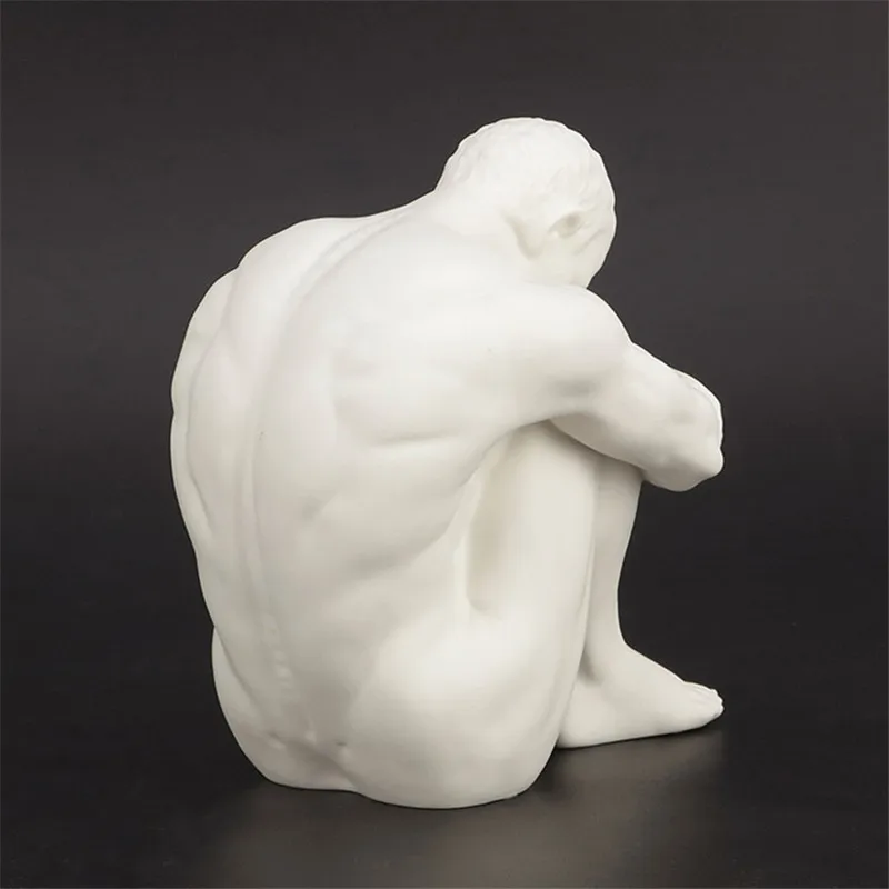 Современный боди арт обнаженный мужской старт скульптура абстрактная статуя мальчика Thinker Статуэтка Матовая Глянцевая керамические украшения для дома R1754