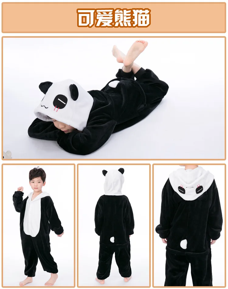 Baby Boys Girls Pajamas Autumn Winter Children Flannel Warm animal penguin Stitch panda Onesie Sleepwear Pajamas for 3 5 7 9 12Y