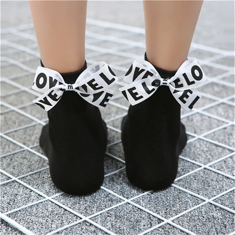 socks Harajuku Funny Socks Women Skarpetki Cute Short Ankle alien Socks Grid Bow Ladies Fashion H35 #0 (5)