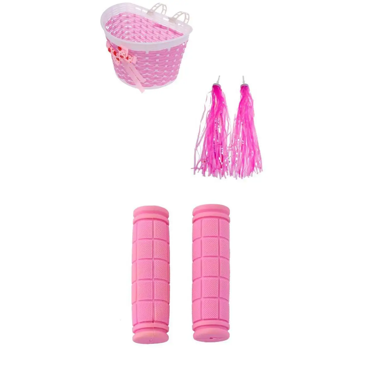Durable Perfeclan Kids Bike Tricycle Basket Pannier Front Handlebar Grips Streamers for Bicycle Tricycles Scooters Accessories