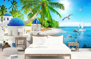 

Aegean scenery Photo Wallpaper castle Wallpaper 3d Stereoscopic Background Wall