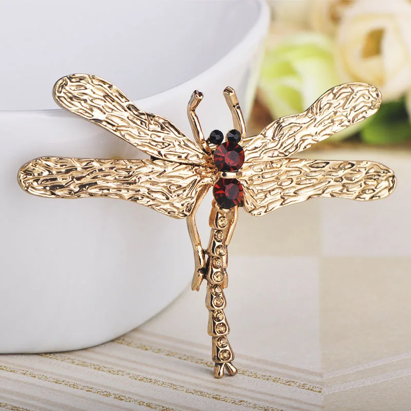 Blucome New Arrival Insects Dragonfly Shape Brooch Pins For Women Girls Clothes Accessories Bag Scarf Buckle Gold Color Jewelry