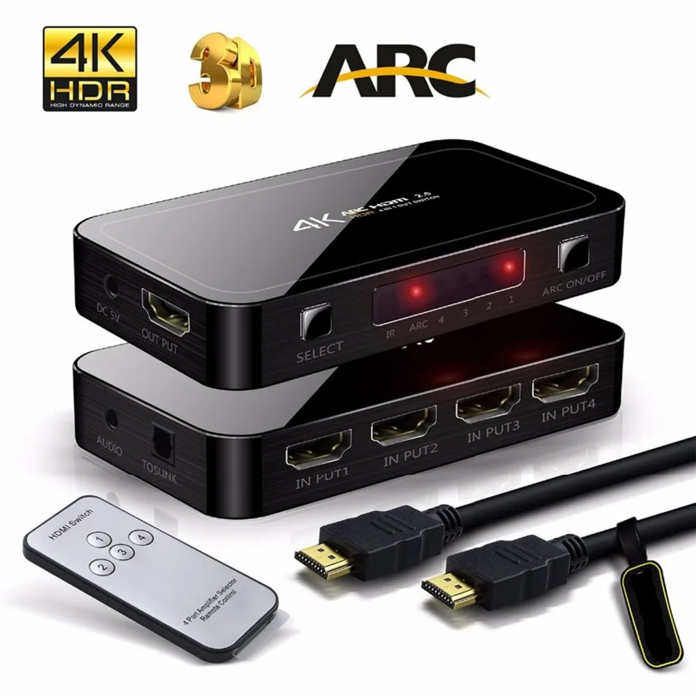 HDMI 2 0 переключатель 4K x 2K 4 в 1 выходной HMDI splitter HDCP ARC с ИК беспроводным пультом