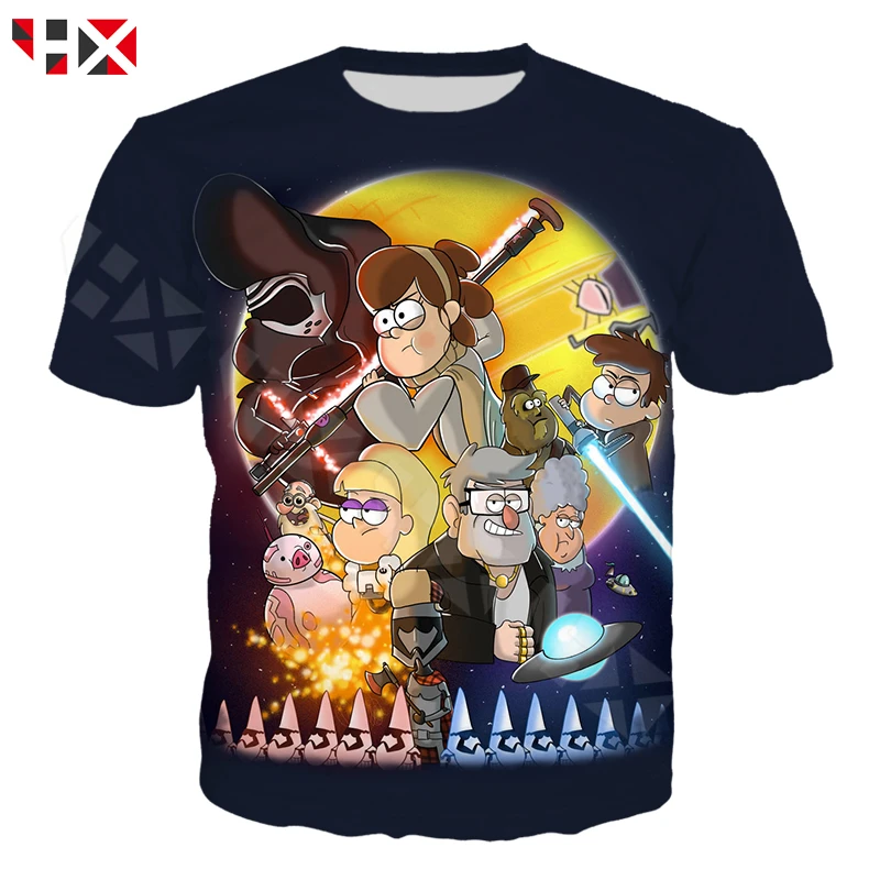 

HX Summer Creative T Shirt Men / Women Cartoon Gravity Falls 3D Print T Shirts Unisex Harajuku T Shirt Streetwear Tops HX512