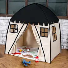 Большой детский игровой домик, черный, хлопок, холст, Игровая палатка, игровой домик, домашняя игрушка для игр на открытом воздухе, маленькие игрушки для девочек и мальчиков, подарок для малышей
