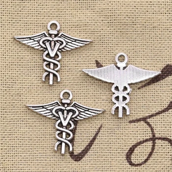 

20pcs Charms Caduceus Medicine Symbol 20x25mm Antique Silver Color Pendants DIY Crafts Making Findings Handmade Tibetan Jewelry