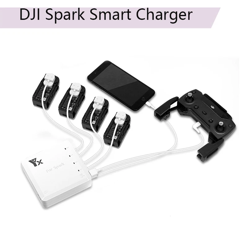 

DJI Spark Smart Charger Mini Size Portable Charging Hub with USB Charging Port Smart Battery Manager Rapid Charger for DJI Spark