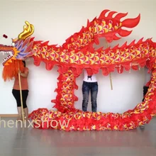 10 м Длина Размер 5 шелковая ткань для печати 8 студентов китайский дракон танец этап prop парад народный фестиваль костюм