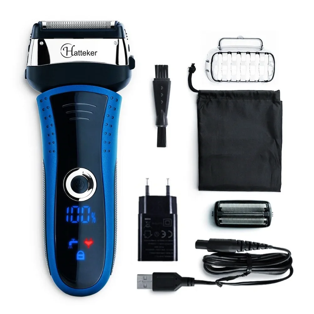 

waterproof foil electric razor male body facial electric shaver for men rechargeable beard shaving machine usb pro+extra mesh