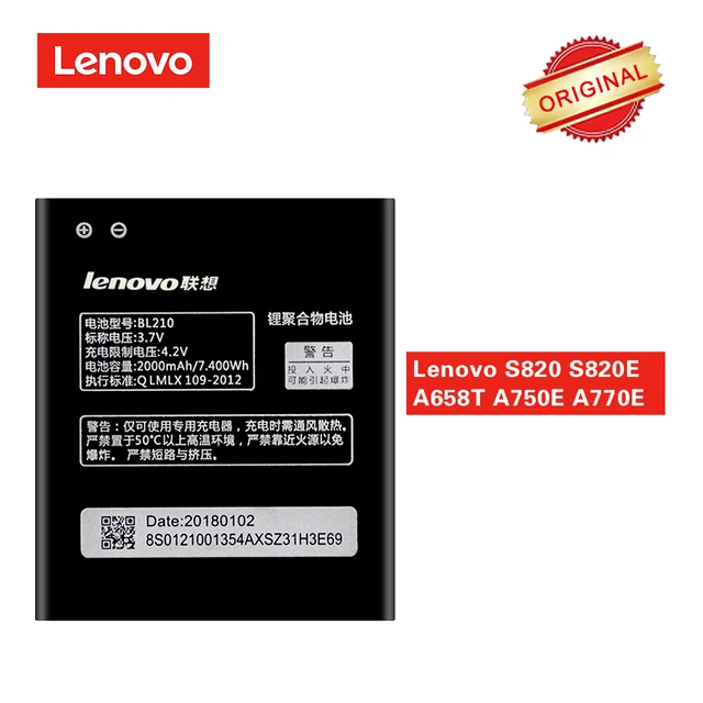 Оригинальный Батарея BL210 для lenovo A536 A606 S820 S820E A658T A750E A770E A656 A766 A828t BL-210 2000 mAh