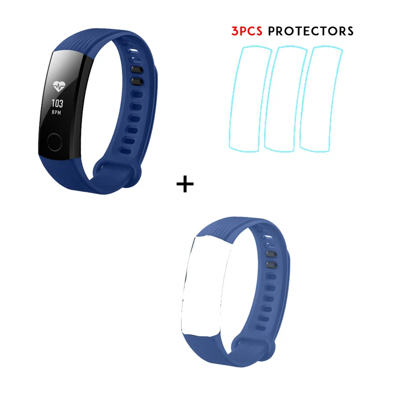 Смарт-браслет huawei Honor Band 3 для плавания 5ATM 0,9" OLED экран Сенсорная панель монитор сердечного ритма Push Message - Цвет: Blue n strap