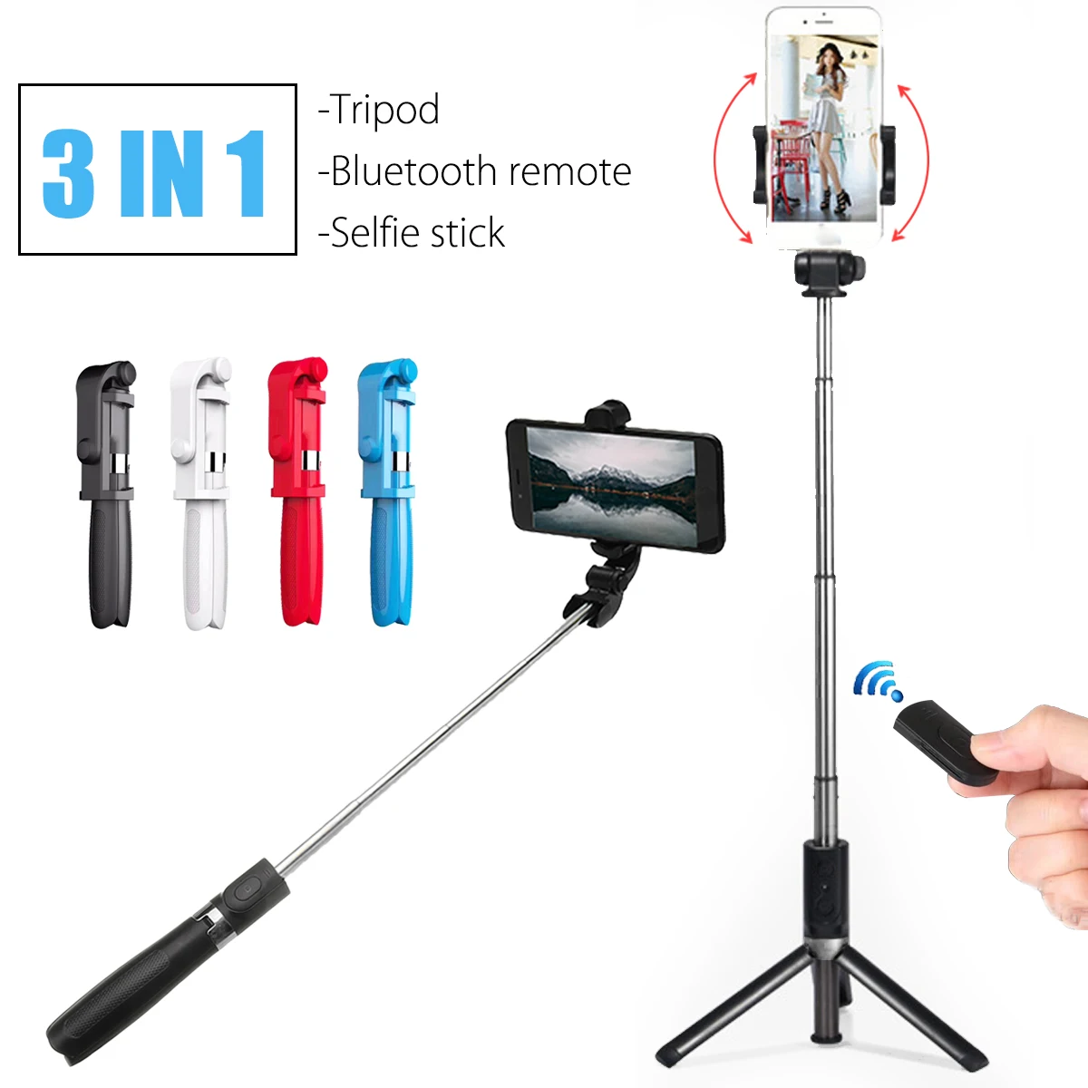 

Extendable Phone Self Selfie Stick Handheld Tripods Monopod Universal Portable Stand +bluetooth Wireless Remote Controller
